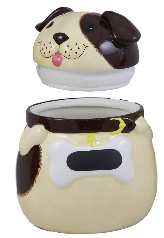 Ebros Gift Ebros Ceramic Adorable Fat Puppy Dog With Brown Eye Patch And Bone Collar Cookie Jar