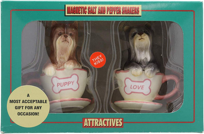 Ebros Gift Ebros Ceramic Black And Tan Yorkshire Terriers Yorkie Pet Dogs In Teacups Salt And Pepper Shakers Set