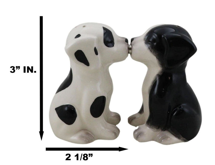 Ebros Gift Ebros Ceramic Black & White Mutt Puppy Dogs Kissing Salt And Pepper Shakers Set
