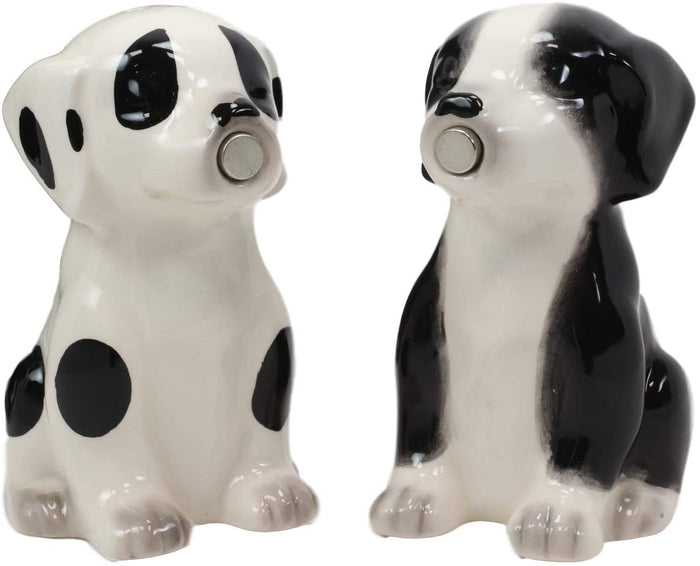 Ebros Gift Ebros Ceramic Black & White Mutt Puppy Dogs Kissing Salt And Pepper Shakers Set
