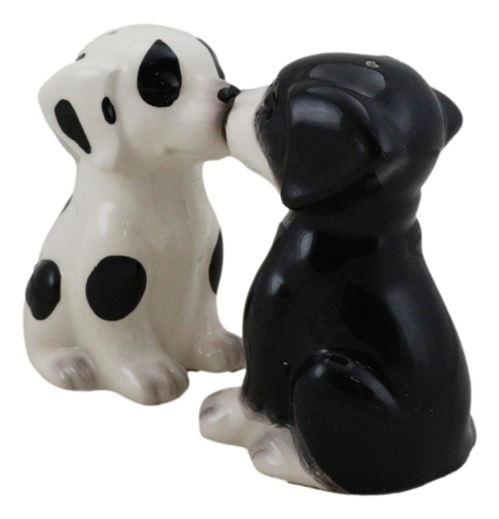 Ebros Gift Ebros Ceramic Black & White Mutt Puppy Dogs Kissing Salt And Pepper Shakers Set