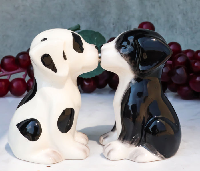 ebros gift Ebros Ceramic Black & White Mutt Puppy Dogs Kissing Salt And Pepper Shakers Set