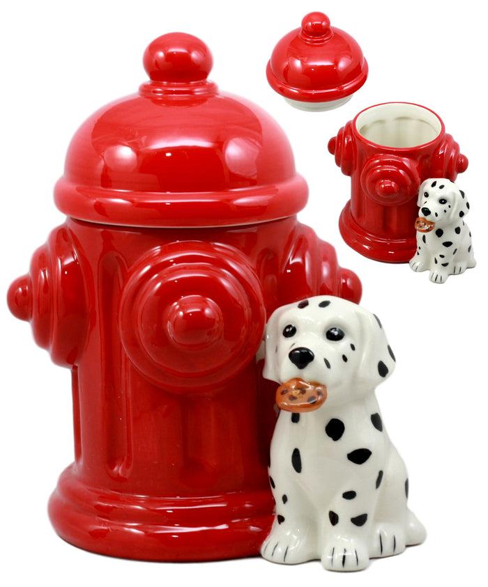 ebros gift Ebros Ceramic Firehouse Dalmatian Puppy With Fire Hydrant Cookie Jar Kitchen