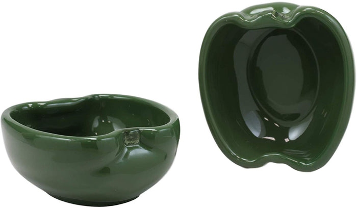 Ebros Gift Ebros Ceramic Green Bell Pepper Small 4oz Dipping Bowl Container Saucer SET OF 2