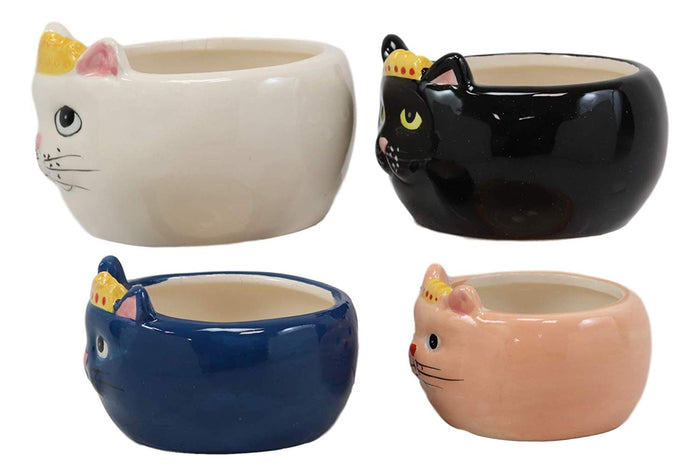 Ebros Gift Ebros Ceramic Nesting Feline Royalty Queen Cats Stackable Measuring Cups Set Of 4 Baking And Cooking Decorative Kitchen Essentials Kitty Cat Figurines For Women Chefs Cooks