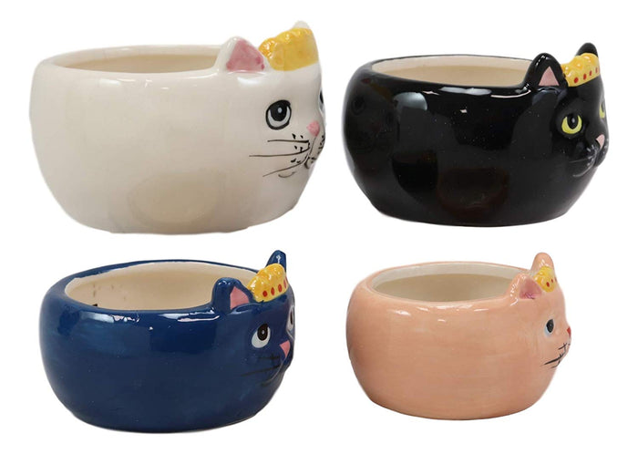 Ebros Gift Ebros Ceramic Nesting Feline Royalty Queen Cats Stackable Measuring Cups Set Of 4 Baking And Cooking Decorative Kitchen Essentials Kitty Cat Figurines For Women Chefs Cooks