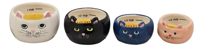 Ebros Gift Ebros Ceramic Nesting Feline Royalty Queen Cats Stackable Measuring Cups Set Of 4 Baking And Cooking Decorative Kitchen Essentials Kitty Cat Figurines For Women Chefs Cooks
