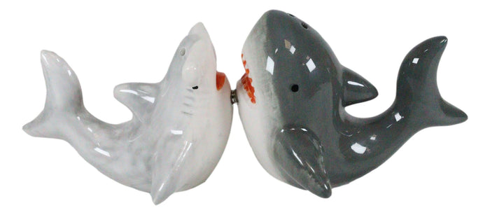 Ebros Gift Ebros Ceramic Ocean Marine Great White And Hammerhead Sharks Salt Pepper Shakers Set