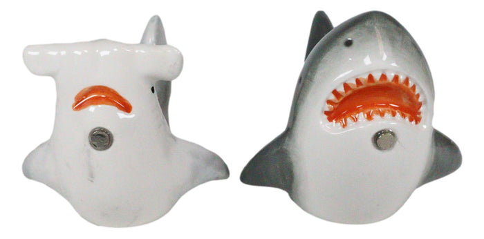 Ebros Gift Ebros Ceramic Ocean Marine Great White And Hammerhead Sharks Salt Pepper Shakers Set