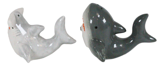 Ebros Gift Ebros Ceramic Ocean Marine Great White And Hammerhead Sharks Salt Pepper Shakers Set
