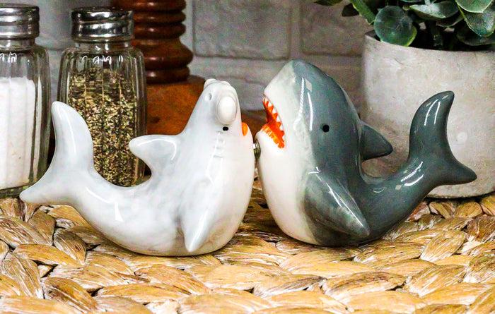 ebros gift Ebros Ceramic Ocean Marine Great White And Hammerhead Sharks Salt Pepper Shakers Set