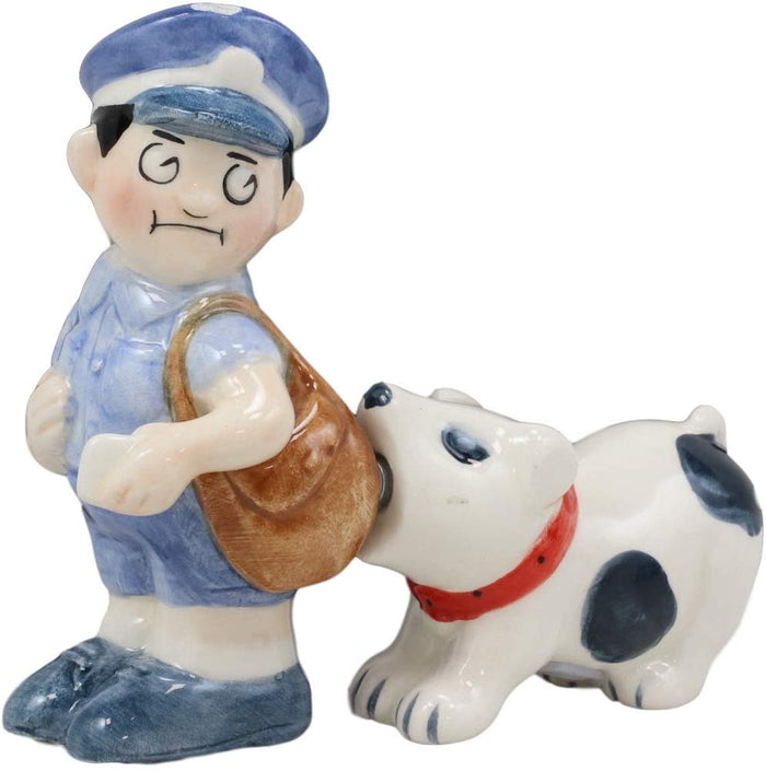 Ebros Gift Ebros Ceramic Postman With Mail Thief Tramp Dog Salt And Pepper Shakers Magnetic