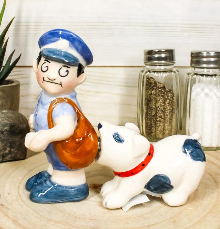 ebros gift Ebros Ceramic Postman With Mail Thief Tramp Dog Salt And Pepper Shakers Magnetic