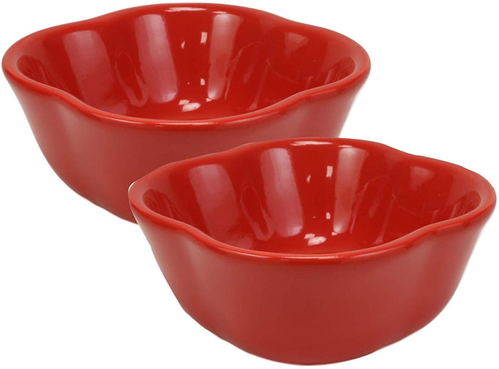 ebros gift Ebros Ceramic Red Bell Pepper Vegetable 12oz Bowl Condiments Container SET OF 2
