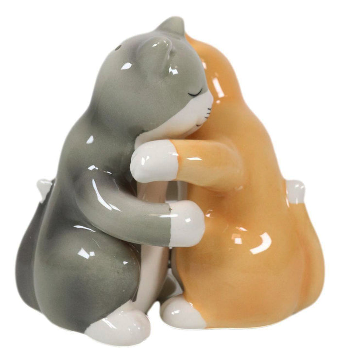 Ebros Gift Ebros Ceramic Yellow And Gray Cats Couple Hugging Dancing Salt Pepper Shakers Set