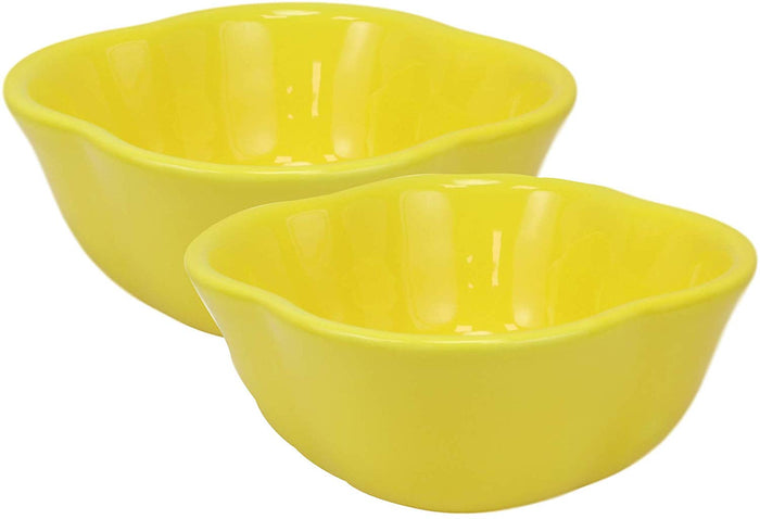 ebros gift Ebros Ceramic Yellow Bell Pepper 12oz Bowl Condiments Container SET OF 2