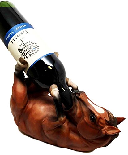 ebros gift Ebros Chestnut Equestrian Stallion Horse Drinking Wine Bottle Holder Decor