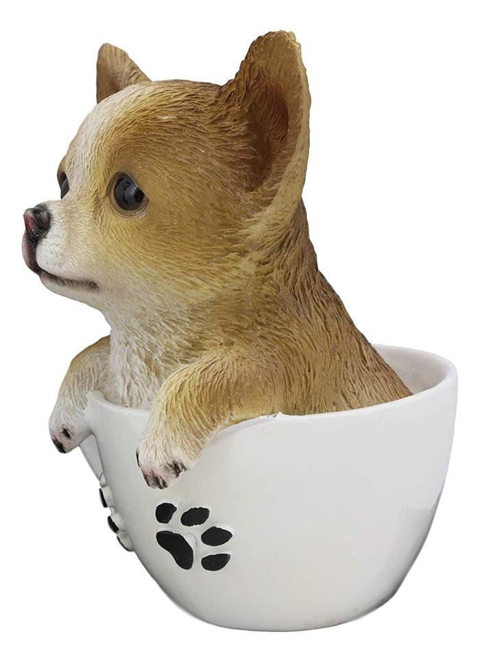 Ebros Gift Ebros Chihuahua Dog In Paw Prints Teacup Statue 6.25" Tall Pet Pal Figurine