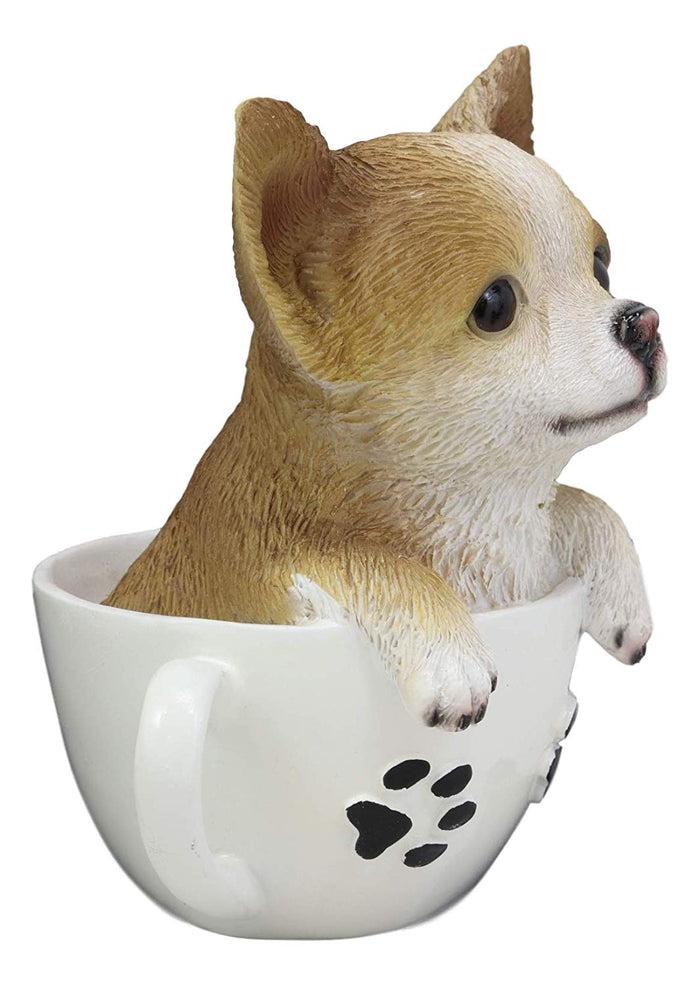 Ebros Gift Ebros Chihuahua Dog In Paw Prints Teacup Statue 6.25" Tall Pet Pal Figurine