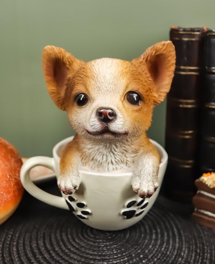 ebros gift Ebros Chihuahua Dog in Paw Prints Teacup Statue 6.25" Tall Pet Pal Figurine
