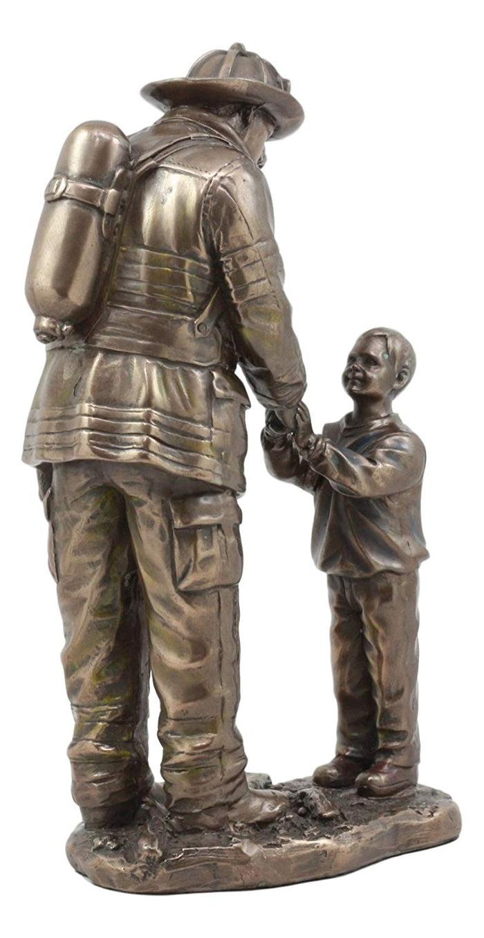 Ebros Gift Ebros Child Thanking Fireman Statue Civil Service Hero Freedom Rescue Decorative Sculpture