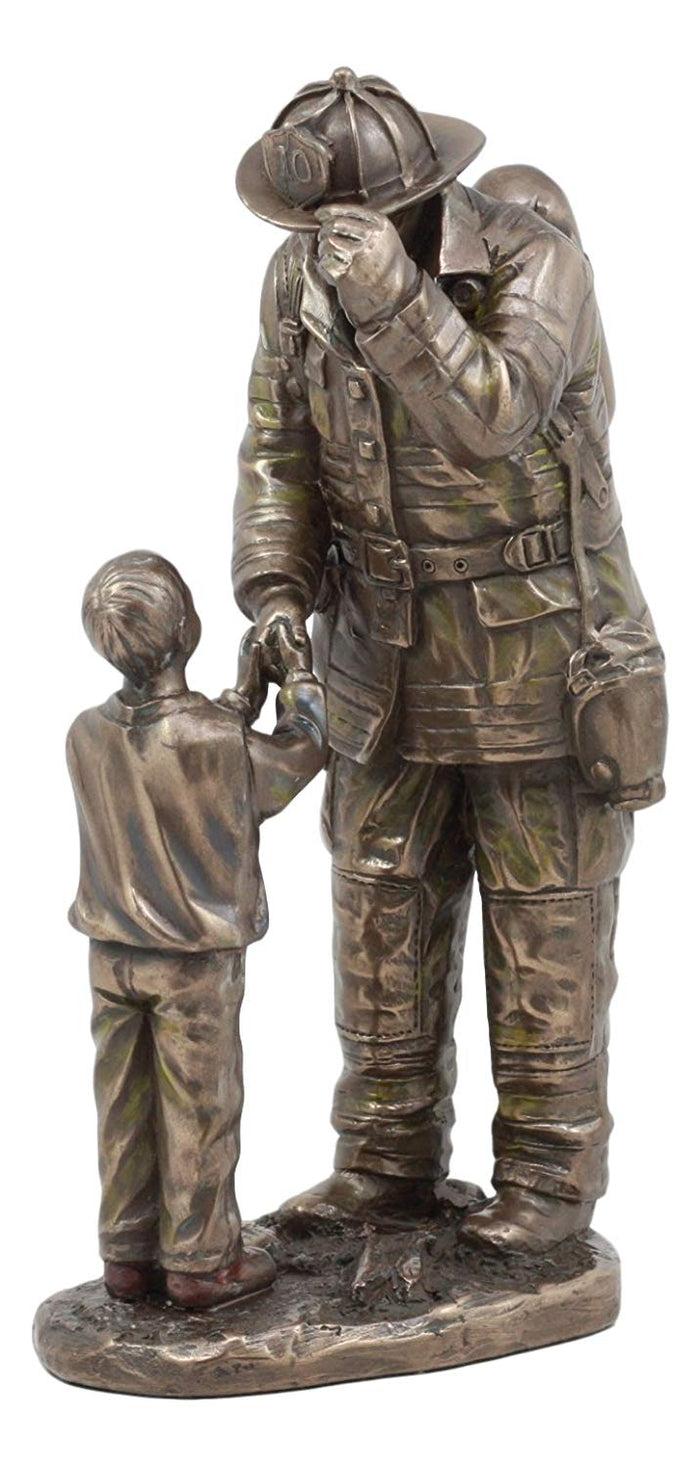 Ebros Gift Ebros Child Thanking Fireman Statue Civil Service Hero Freedom Rescue Decorative Sculpture