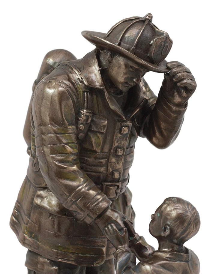 Ebros Gift Ebros Child Thanking Fireman Statue Civil Service Hero Freedom Rescue Decorative Sculpture