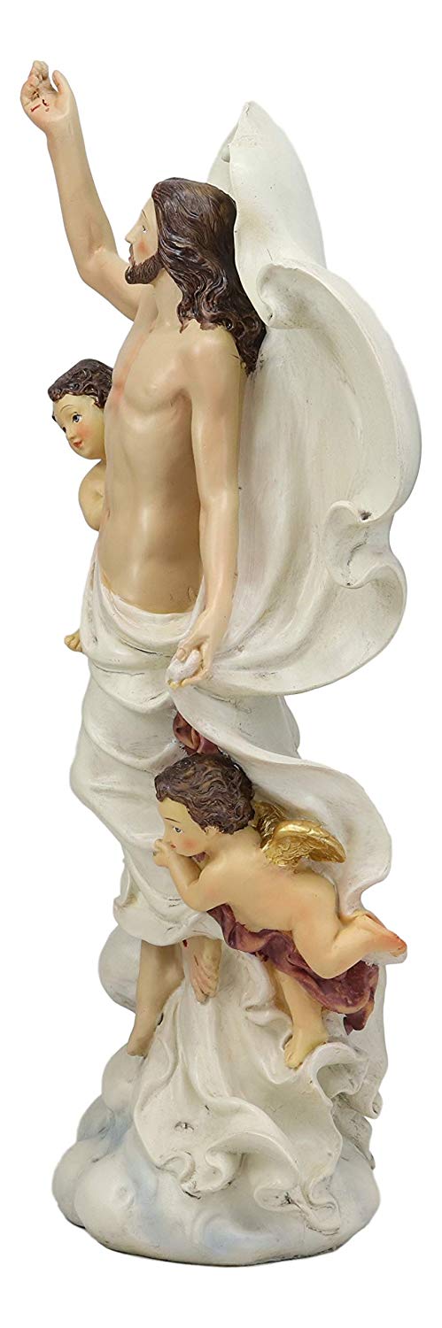 Ebros Gift Ebros Christian Catholic Ascension Of Christ With Cherubim Angels Statue 12" H Calvary Crucifixion And Resurrection Lord Jesus Is Risen Decor Figurine Sculpture
