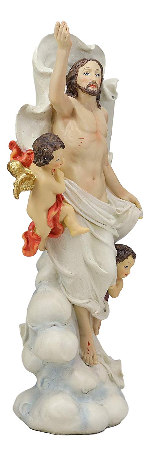 Ebros Gift Ebros Christian Catholic Ascension Of Christ With Cherubim Angels Statue 12" H Calvary Crucifixion And Resurrection Lord Jesus Is Risen Decor Figurine Sculpture