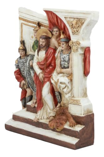 Ebros Gift Ebros Christian Catholic Stations Of The Cross Statue Or Wall Plaque Way Of The Sorrows Via Crucis Jesus Christ Path To Calvary Crucifixion Decor Figurine (Station 1 Jesus Is Condemned To Death)