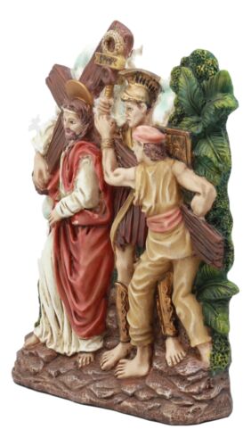 Ebros Gift Ebros Christian Catholic Stations Of The Cross Statue Or Wall Plaque Way Of The Sorrows Via Crucis Jesus Christ Path To Calvary Crucifixion Decor Figurine (Station 2 Jesus Carries His Cross)