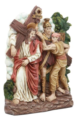 Ebros Gift Ebros Christian Catholic Stations Of The Cross Statue Or Wall Plaque Way Of The Sorrows Via Crucis Jesus Christ Path To Calvary Crucifixion Decor Figurine (Station 2 Jesus Carries His Cross)