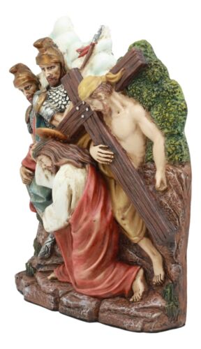 Ebros Gift Ebros Christian Catholic Stations Of The Cross Statue Or Wall Plaque Way Of The Sorrows Via Crucis Jesus Christ Path To Calvary Crucifixion Decor Figurine (Station 7 Jesus Falls The Second Time)