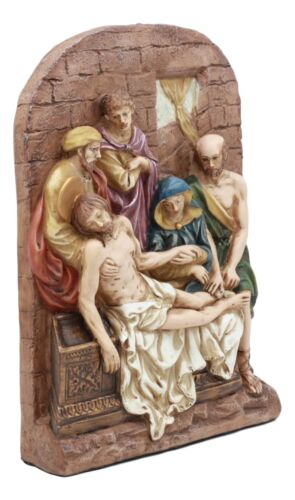 Ebros Gift Ebros Christian Catholic Stations Of The Cross Statue Way Of The Sorrows Via Crucis Jesus Christ Path To Calvary Crucifixion Decor Figurine (Station 14 Jesus Is Laid In A Tomb)