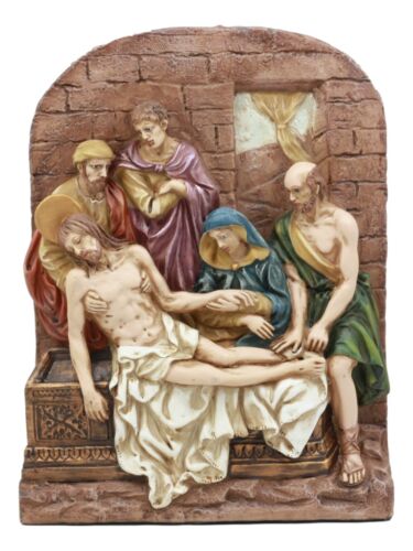 ebros gift Ebros Christian Catholic Stations of The Cross Statue Way of The Sorrows Via Crucis Jesus Christ Path to Calvary Crucifixion Decor Figurine (Station 14 Jesus is Laid in a Tomb)