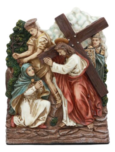 ebros gift Ebros Christian Catholic Stations of The Cross Statue Way of The Sorrows Via Crucis Jesus Christ Path to Calvary Crucifixion Decor Figurine (Station 4 Jesus Meets his Mother)