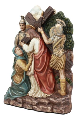 Ebros Gift Ebros Christian Catholic Stations Of The Cross Statue Way Of The Sorrows Via Crucis Jesus Christ Path To Calvary Crucifixion Decor Figurine (Station 6 Veronica Wipes The Face Of Jesus)