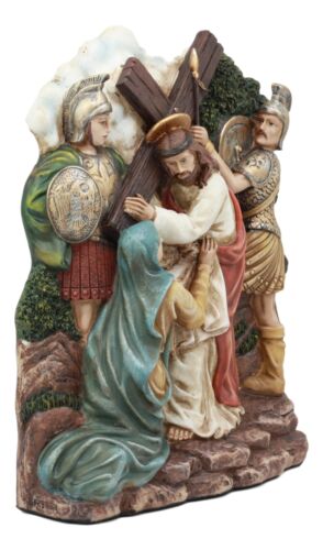 Ebros Gift Ebros Christian Catholic Stations Of The Cross Statue Way Of The Sorrows Via Crucis Jesus Christ Path To Calvary Crucifixion Decor Figurine (Station 6 Veronica Wipes The Face Of Jesus)