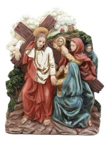ebros gift Ebros Christian Catholic Stations of The Cross Statue Way of The Sorrows Via Crucis Jesus Christ Path to Calvary Crucifixion Decor Figurine (Station 8 Jesus Meets The Women of Jerusalem)