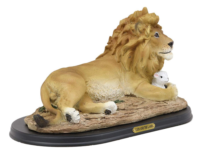 Ebros Gift Ebros Christian Inspirational Lion And The Lamb Statue With Base And Brass Plate Title