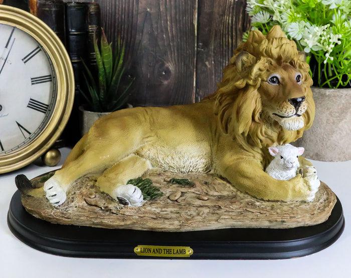 ebros gift Ebros Christian Inspirational Lion and The Lamb Statue With Base And Brass Plate Title