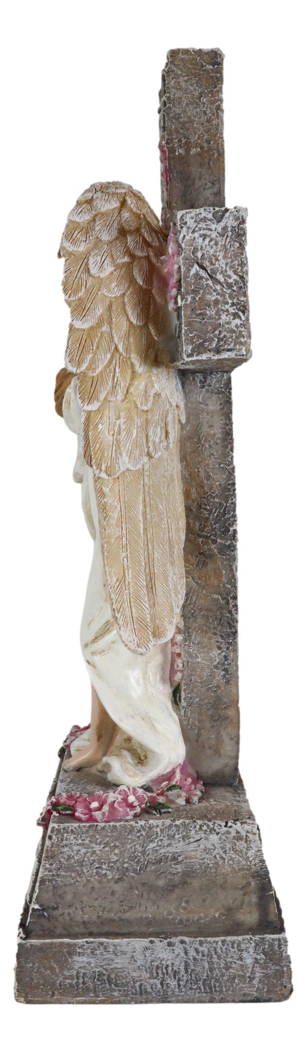 Ebros Gift Ebros Christian Inspirational Love Angel With Rose Cross Desktop Plaque Figurine