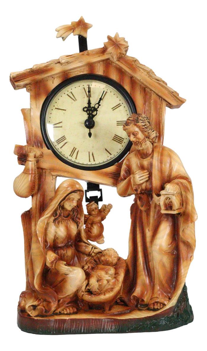 Ebros Gift Ebros Christian Rustic Holy Family Nativity Of Jesus Desk Table Clock Figurine