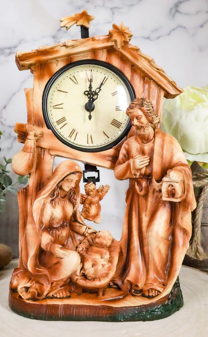 ebros gift Ebros Christian Rustic Holy Family Nativity of Jesus Desk Table Clock Figurine