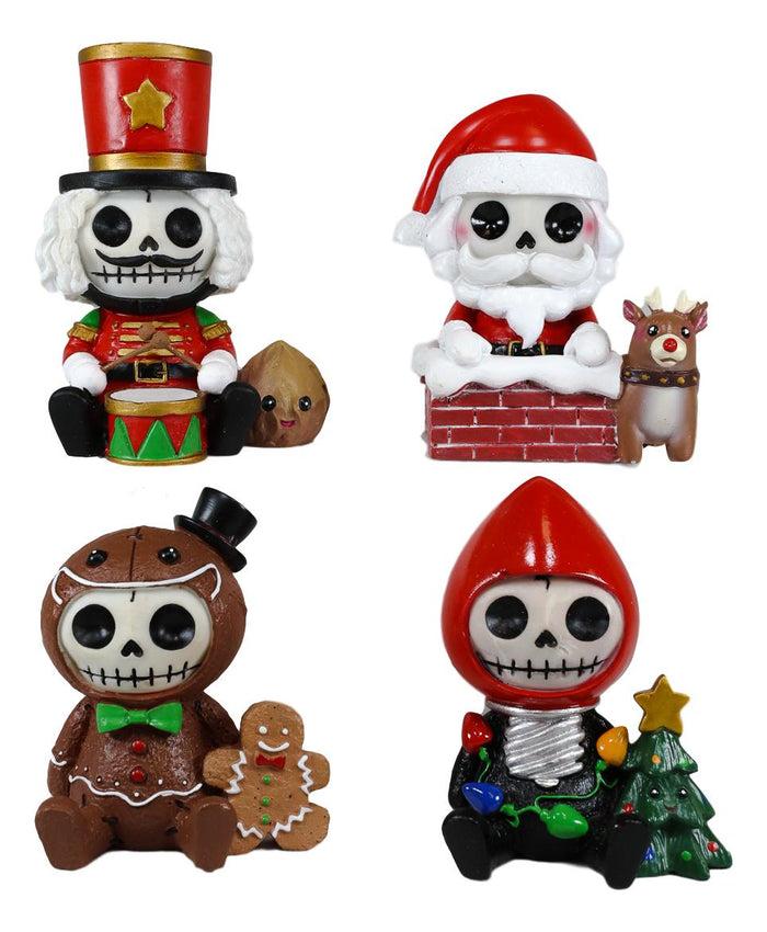 Ebros Gift Ebros Christmas FurryBones Characters Skeleton Limited Edition Figurines Set Of 4