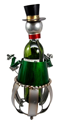 Ebros Gift Ebros Christmas Holiday Season Snowman Hand Made Metal Wine Bottle Holder