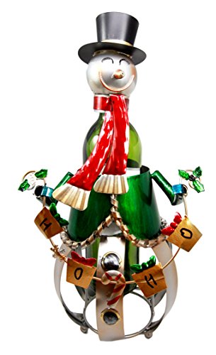 ebros gift Ebros Christmas Holiday Season Snowman Hand Made Metal Wine Bottle Holder