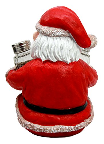 Ebros Gift Ebros Christmas Jolly North Pole Santa Claus Glass Salt Pepper Shakers Holder Set