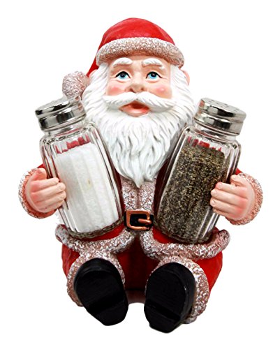 ebros gift Ebros Christmas Jolly North Pole Santa Claus Glass Salt Pepper Shakers Holder Set