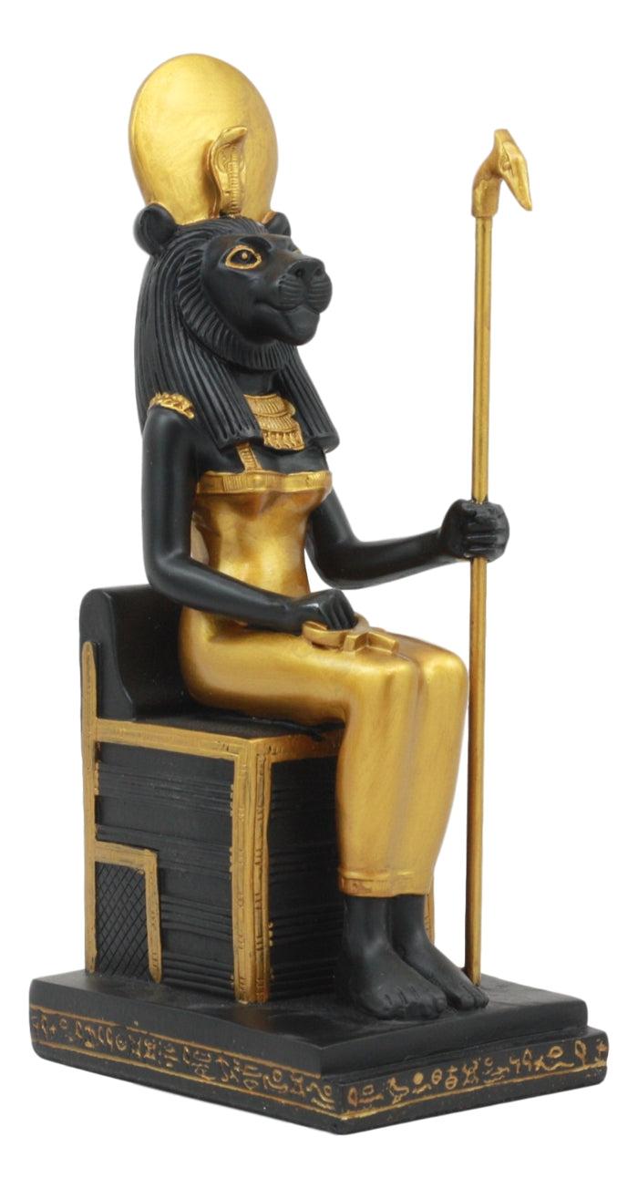 ebros gift Ebros Classical Egyptian Gods and Goddesses Seated On Throne Statue Gods of Egypt Ruler of Mankind Decorative Figurine … (Sekhmet Gof of War)